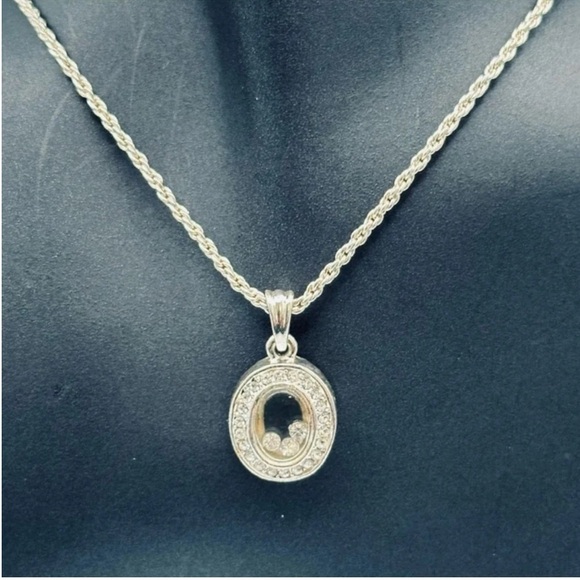 Oval CZ Crystal Pendant Necklace – Dancing Diamond Center Stones - Picture 6 of 11